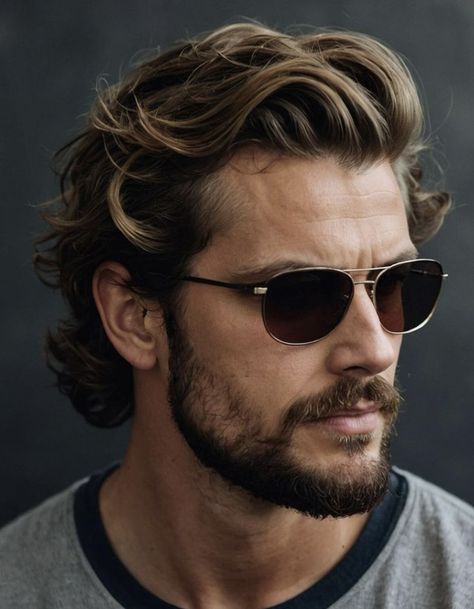 Old Money Aesthetic Men Hair, Rich Man Hairstyle, Men's Medium Hair Length, Mountain Man Haircut, Men’s Swept Back Hair, Hair Styles Medium Length Men, Simon Baker Hair, Men Curly Blonde Hair, Gq Hairstyles Men