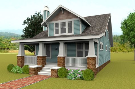 Plan #461-47 - Houseplans.com Arts And Crafts House Exterior, Craftsman Bungalow Exterior, Craftsman Houses, Small Craftsman, Craftsman Bungalow, Bungalow Exterior, Craftsman Style House, Craftsman Style Homes, Craftsman Style House Plans