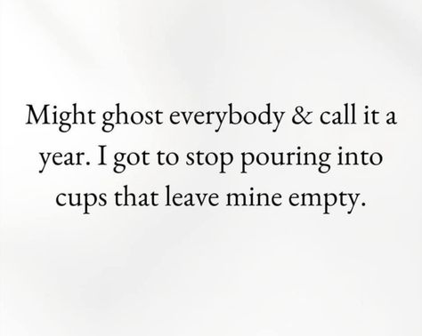 Mood Until Further Notice. 🧘🏾‍♀️ Don’t take it personal..my cup has run dry for ppl and I only have the capacity for me myself & I for a nice while. Pouring into any other people & places but my own leaves me only screwed in the end so I digress with new friends new connections allat bc I don’t trust nobody. At all. Ppl to flaky, unforgiving & give up wayyyyy to quickly than I ever would on anyone. Pouring Into Myself, I Only Have Myself, Flaky Friends, Take It Personal, 2025 Vision, Make New Friends, In The End, Don't Give Up, Trust Me