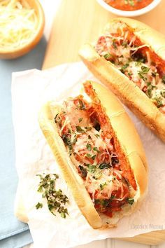 If you're looking for something new and exciting to eat for dinner, you have to try these Chicken Parmesan Meatball Subs with a quick homemade tomato sauce. Packed with plenty of flavor from @Gourmet Garden Herbs and Spices and topped with lots of melted cheese. Sandwich Station, Meatball Sandwiches, Chicken Parmesan Meatballs, Cooking With Fresh Herbs, Chicken Meatball, Meatball Sub, Parmesan Meatballs, Homemade Dinner Recipes, Breaded Chicken Breast