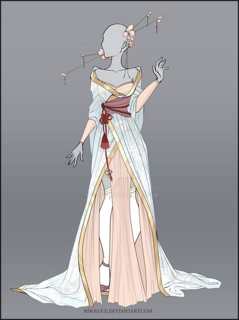 (CLOSED) Adoptable Outfit Auction 14 by Risoluce on DeviantArt: Outfit Auction, Adoptable Outfit, Clothing Anime, Anime Kimono, Drawing Anime Clothes, Dress Drawing, Dress Sketches, Anime Dress, Design Drawings