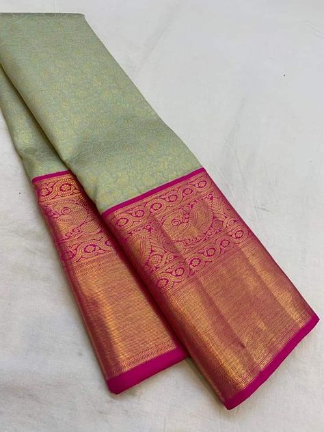 Silk Saree Kanchipuram Indian Bridal, Pista Green Pattu Saree, South Indian Bride Saree Color Combinations, South Indian Wedding Sarees Color Combinations, Saree Combinations Color Combos, Saree Frocks, Pista Saree, Bride Sarees, Saree Color Combinations