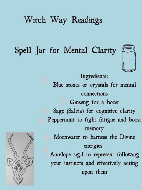 Grab these ingredients and get your spell on! Spell For Mental Clarity, Spells For Mental Clarity, Mental Clarity Spell Jar, Mental Clarity Spell, Clarity Spell, Shadow Dancing, Witchy Journal, Divination Witch, Witches Jar