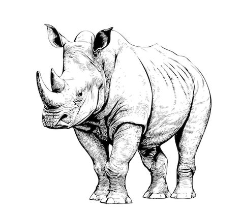 Black Rhino Drawing, Rhinoceros Drawing, Rhino Sketch, Rhinoceros Illustration, Rhino Drawing, Safari Logo, Ink Reference, Animals Sketches, Rhino Illustration