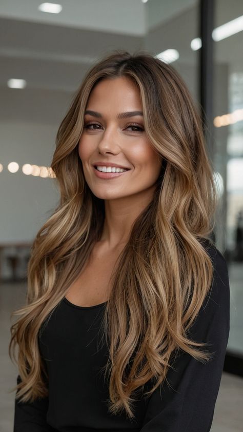 Achieve the perfect fall bronde balayage hair with this comprehensive guide Explore options for short medium and long hair lengths in various styles including straight curly and color variations Whether you're a blonde aficionado or a brunette lover find the ideal fall hair inspo to update your look All Over Honey Brown Hair Color, California Bronde Balayage, Brown To Golden Blonde Balayage, Winter Dark Blonde Hair, Dark Natural Blonde Hair, Golden Bronde Haircolor, Light Brown To Blonde Hair, Blondette Hair, Warm Medium Brown Hair