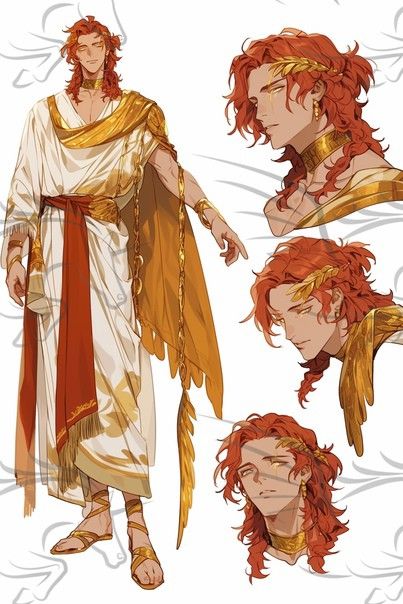 Icarus Character Design, Ancient Roman Character Design, Gods Oc Art, Phoenix Oc Male, Greek Pose Reference, Sun Oc Male, Nephilim Character Design, Greek Oc Male, God Oc Ideas