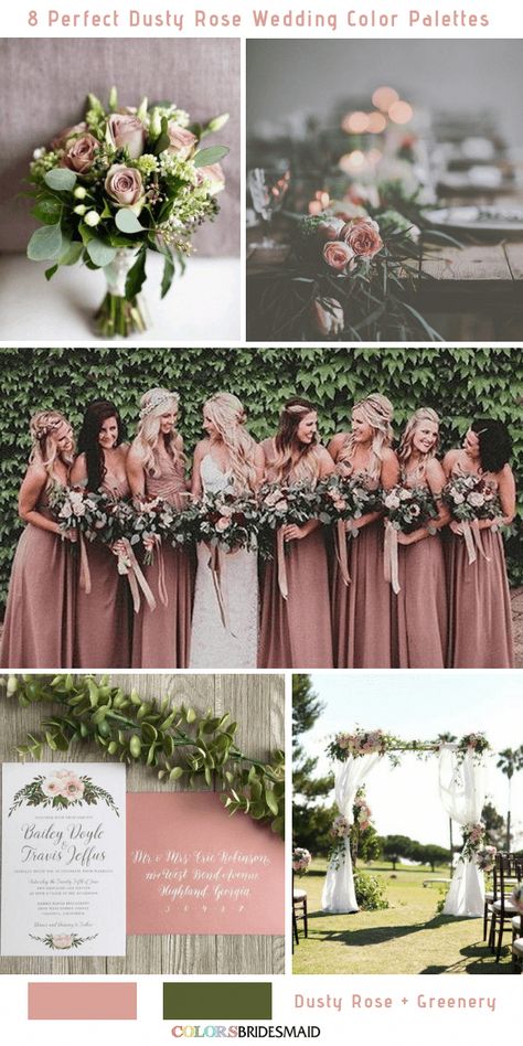 All 20+ Dusty Rose Wedding Color Palettes - ColorsBridesmaid #springwedding Dusty Rose Wedding Color Palettes, Sage Wedding Colors, Dusty Rose Wedding Colors, Sage Green Wedding Colors, Wedding Color Palettes, Pink Wedding Colors, Mauve Wedding, Fall Palette, Maroon Wedding