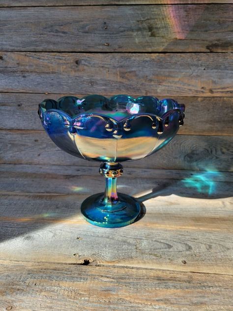 Check out Vintage Indiana Glass Blue Iridescent Carnival Glass Teardrop Garland Compote, the latest item I added on eBay! #eBay #eBaySeller Teardrop Garland, Carnival Glass Vintage, Blue Carnival Glass, Shiny Objects, Glass Teapot, Century Decor, Iridescent Blue, Beanie Babies, Indiana Glass