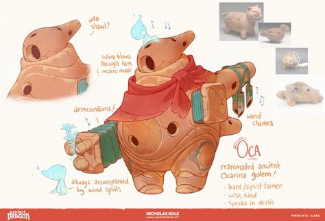 Clay Ocarina, Nicholas Kole, Dungeons And Dragons Races, Primitive Design, Team Lead, Key Art, Creature Artwork, Cute Fantasy Creatures, Cloud Shapes