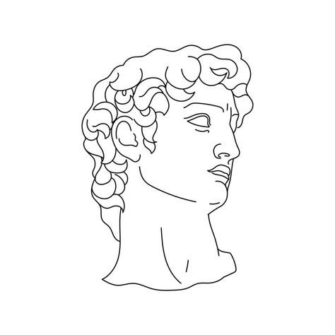 Greek Line Art Tattoo, Simple Greek Statue Tattoo, Apollo Line Art, Greek Sculpture Drawing, Greek Line Art, Greek Sculpture Line Art, Greek Statue Line Art, Michelangelo Tattoo, Greek Statue Graphic Design