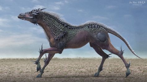 Dragon Horse, Jia Hao on ArtStation at https://www.artstation.com/artwork/l4rgo Horse Creature, Jaghatai Khan, Dragon Horse, Horse Armor, Fantasy Horses, Creature Artwork, Mythical Animal, Fantasy Beasts, Alien Creatures