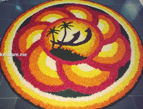 Onam Pookalam Design Gallery - 3 - Keralam, Kerala Tourism, Kerala Pookolam Design Onam Theme, Athapookalam Designs Theme, Onam Pookalam Design, Onam Pookalam, Pookalam Design, Army Theme, Rangoli Designs For Competition, Flower Carpet, Onam Festival