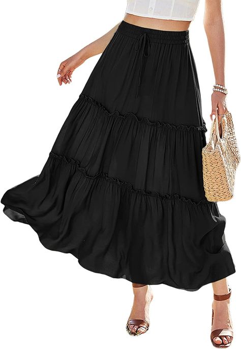 Long Skirt Casual, Long Flowy Skirt, High Waist Long Skirt, Long Maxi Skirt, Tiered Maxi Skirt, Pleated Maxi Skirt, Long Maxi Skirts, Long Skirts, Women Maxi