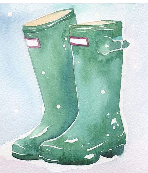 Still no snow here ❄️ just plenty of the wet stuff ☔️#weatherwatch #illustrator #wellyboots #greenwellies #illustration #design #designer #watercolour #watercolor #art Shoes Illustration Art, Green Wellies, Boots Aesthetic, Aesthetic Rain, Still Life Paintings, Shoes Illustration, Life Paintings, Wellies Boots, Trendy Boots