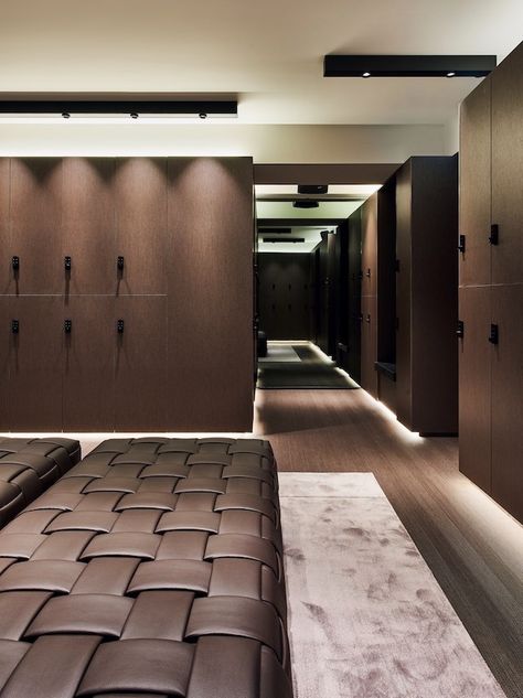 Next Level Gym - Eric Kuster Rocker Room, Gym Locker Room, Gentleman's Club, Luxury Gym, Gym Studio, Room Gym, Gym Lockers, Lighting Plan, Toilet Design