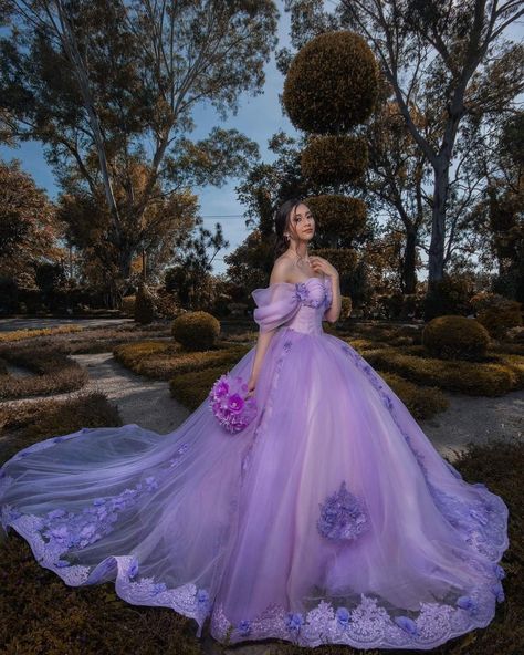 Purple Quinceanera, Purple Quinceanera Dresses, Quinceanera Dresses, Young Woman, Purple Dress, Rapunzel, Quinceanera, Ball Gown, Off Shoulder