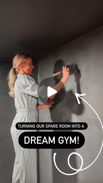 HAILEY DEVINE on Instagram: "Here’s the long awaited GYM DIY! 💪 Still need to hang our Man-U jerseys and set up a rack for weights, but how do you think it turned out!? It oddly feels bigger in here than it was before!" Bedroom Turned Gym, Gym Display Ideas, Home Gym Makeover, Chic Home Gym, Home Gym Wall Ideas, Big Home Gym, Gym Guest Room Combo, Home Gym Accent Wall, Gym And Guest Room Combo