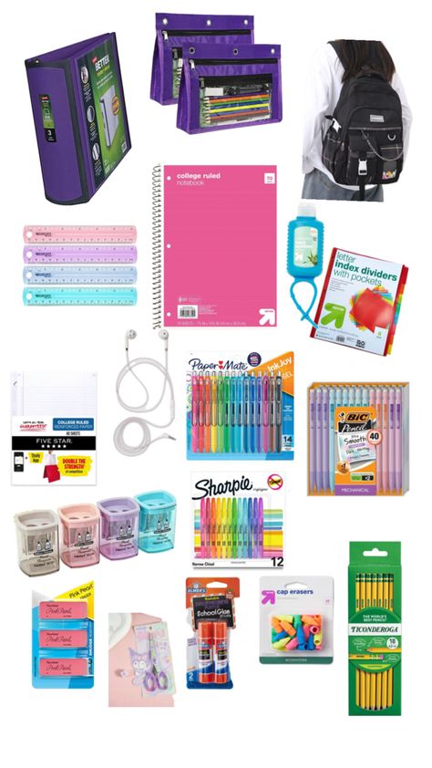 Middle school necessities Middle School Supplies 6th Grade, School Necessities, Middle School Supplies, School Backpack Essentials, Index Dividers, Backpack Essentials, School List, Middle Schoolers, Bullet Journal Writing