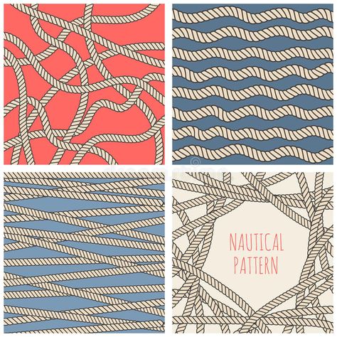 Nautical patterns set stock illustration Vintage Nautical Illustration, Nautical Design Graphic, Nautical Graphic Design, Color Palette Illustration, Nautical Color Palette, Palette Illustration, Nautical Illustration, Rope Pattern, Nautical Pattern