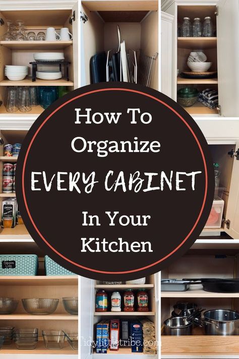 Kitchen Organization Ideas Cups, New Kitchen Organization Cupboards, How To Store Cups In Cabinets, Tiny Cabinet Organization, Over Stove Cabinet Organization, Where To Put Cups And Plates In Kitchen, Upper Cabinets Organization, Glassware Organization Kitchen Cabinets, Large Kitchen Cabinet Organization