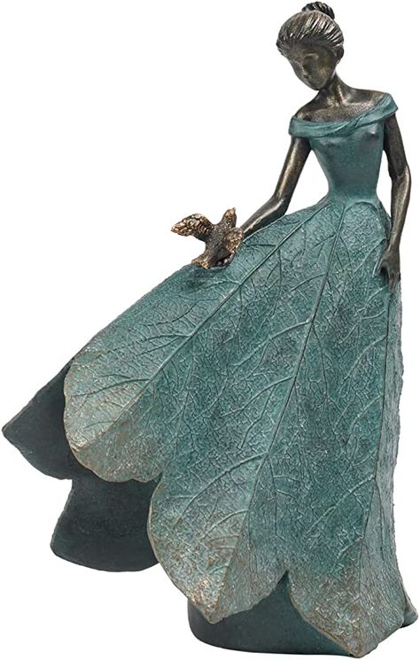 Guichifun Fairy Statue Collection Home Decoration - Leaf Angel Girls Resin Home Decor for Outside or Inside Rustic Garden Outdoor Yard Decorations Figurines Gift 5.5 x 3.25 x 8 Inch Fairy Sculpture, Resin Home Decor, Fantasy Figurine, Fairy Statues, Garden Pottery, Green Bird, Outdoor Statues, Pottery Sculpture, Rustic Gardens