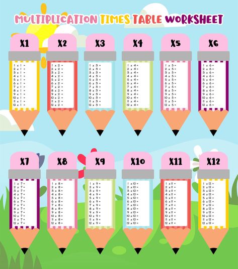 Printable Multiplication Times Table Worksheet Time Table Worksheets, Tables Worksheet, Times Tables Worksheets, Table Worksheet, Multiplication Times Tables, Learning Multiplication, Multiplication Tables, Certificate Background, Multiplication Table