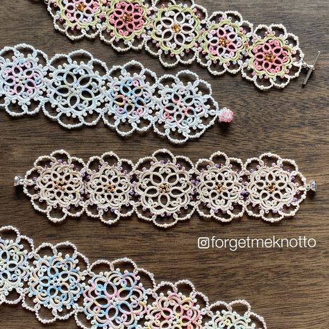 [PRIMAVERA] Motif Bracelet (free pattern) Tatting Bracelet Pattern Free, Tatting Patterns Free Shuttle, Tatting Bracelet, Tatting Patterns Free, Shuttle Tatting, Needle Tatting Patterns, Tatting Jewelry, Lace Bracelet, Needle Tatting