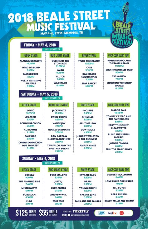 Festival Schedule Design, Festival Program Design, Schedule Design Layout, Event Schedule Design, Music Festival Stage, Beale Street Music Festival, Timetable Design, Festival Schedule, Festival Program