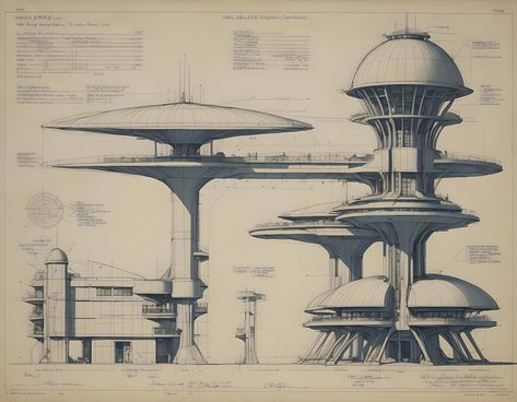 Sci Fi City Concept Art, Futuristic Factory, Scifi Building, Art Deco City, Building Engineering, Googie Architecture, Corporate Building, Sci Fi Architecture, Futuristic Building