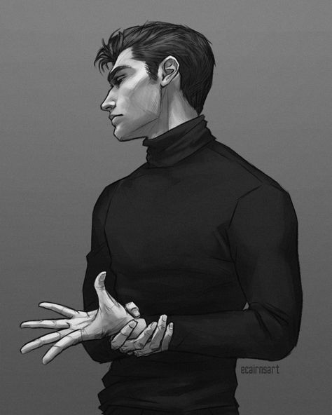 Turtleneck Aesthetic, Neck Drawing, Turtle Neck Men, Black Turtle Neck, Grad Student, Sketchbook Inspiration, Black Turtleneck, Commissions Open, Amazing Spider