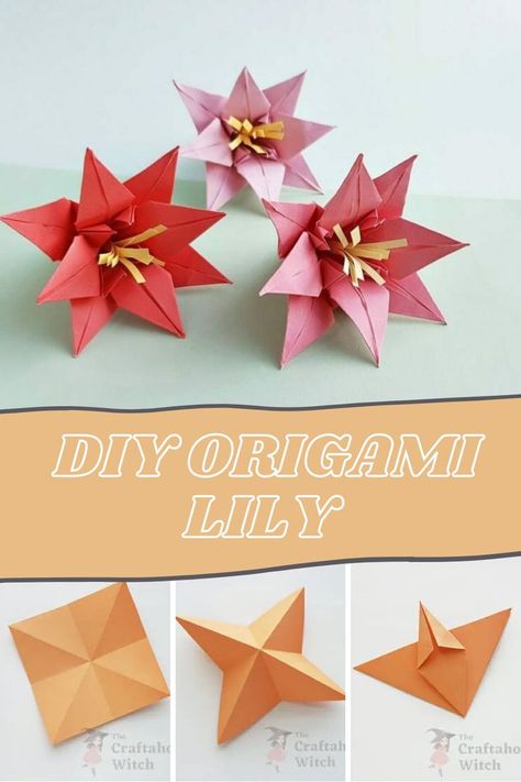 Origami Instructions Flower, Cool Origami Step By Step Easy, Origami Lily Tutorial, Origami Tutorial Easy Step By Step, Small Origami Flowers, Oragami Ideas Cute Flower, How To Make Origami Flowers, Paper Origami Step By Step, Origami Flowers Easy Step By Step