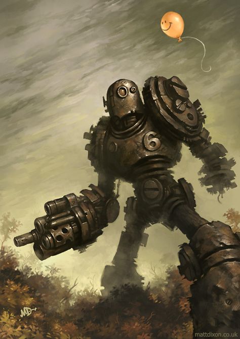 Number 6 Steampunk Landscape, Robots Artworks, Matt Dixon, Steampunk Robots, Steampunk Robot, Art Steampunk, Diesel Punk, Retro Robot, Arte Robot