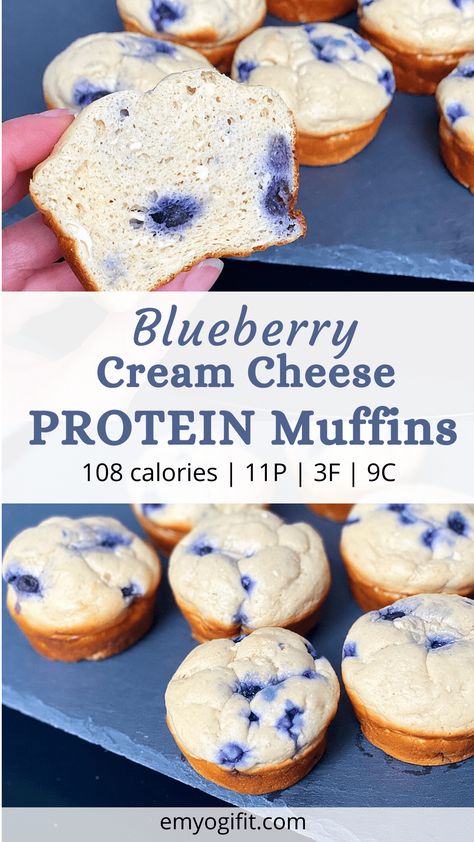 Protein Baking, High Protein Desserts, Healthy Protein Snacks, Healthy High Protein Meals, Low Carb Snack, Protein Muffins, Protein Powder Recipes, Blueberry Cream Cheese, Protein Desserts