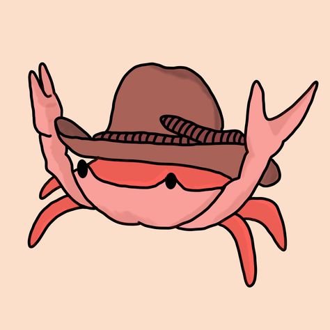 Crab With Cowboy Hat, Worm With Cowboy Hat Tattoo, Frog In Cowboy Hat Drawing, Shark With Cowboy Hat Tattoo, Animals With Cowboy Hats Drawing, Cowboy Shrimp Tattoo, Cute Cowboy Drawing, Minimalist Cowboy Hat Tattoo, Cowboy Animals Drawing