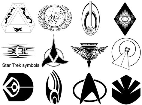 Star Trek Symbols Vector Star Trek Symbol, Star Trek Tattoo, Star Trek Insignia, Star Trek Logo, Klingon Empire, Fandom Star Trek, Star Trek Uniforms, Star Fleet, United Federation Of Planets