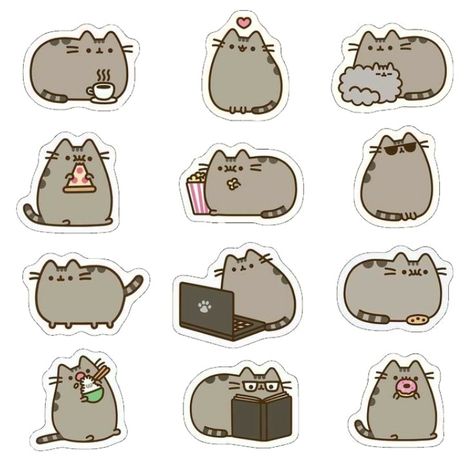 Pusheen The Cat Stickers, Pusheen Stickers Printable, Pusheen Stickers, Membentuk Alis, Preppy Stickers, Homemade Stickers, Scrapbook Printing, Pusheen Cat, Stickers Cool