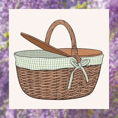 a picnic basket for day 22 of june's doodle a day! 🫶🏻 this doodle took twice as long as my daily doodles usually do, but it was so worth it. look at that weaving! 🩷 #picnic #picnicday #drawing #doodle #doodleaday #mayfullycreations Picnic Basket Drawing, Picnic Basket Illustration, Note Taking Goodnotes, Prairie Aesthetic, Doodle A Day, Daily Doodles, Basket Drawing, Doodle A, Goodnotes Stickers