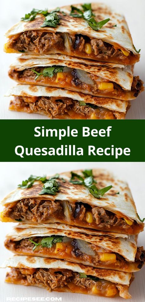 Looking for a quick and delicious dinner idea? This Beef Quesadilla Recipe is packed with flavor, featuring savory ground beef and melted cheese. Perfect for a family-friendly meal that everyone will love! Beef Quesadilla Recipes, Quesadilla Recipes Beef, Ground Beef Quesadillas, Beef Quesadillas, Ground Recipes, Creamed Beef, Quesadilla Recipe, Cheese Quesadilla, Quesadilla Recipes