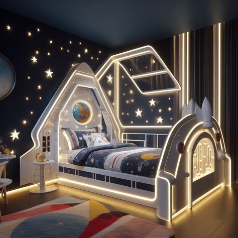 Spaceship Bed, Teen Room Aesthetic, Teen Girl Bedrooms Aesthetic, Aesthetic Nursery, Girls Boho Bedroom, Nursery Themes Neutral, Magical Bedroom, Space Themed Room, Cool Kids Bedrooms