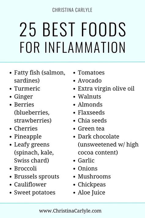 The best anti inflammatory foods and supplements. These foods are are most effective for reducing inflammation quickly and naturally. Christina Carlyle, Inflammation Diet Recipes, Inflammation Foods, Anti Inflamatory, Anti Inflammation Recipes, Inflammation Diet, Reducing Inflammation, Anti Inflammation, Inflammatory Foods