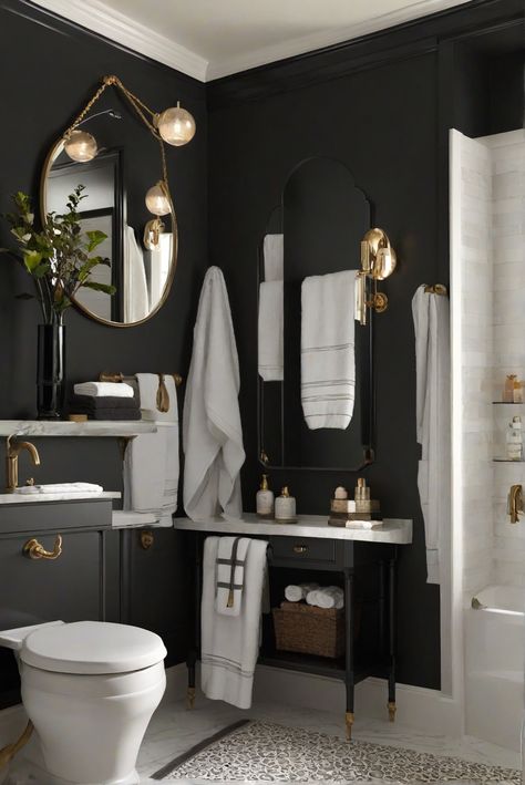 bathroom decor ideas,interior design inspiration,modern bathroom design,black wall paint Black Shiplap Bathroom, Sw Black Magic, Black Fox Sherwin Williams, Alder Wood Kitchen Cabinets, Walnut Wood Kitchen, Pine Kitchen Cabinets, Osb Wood, Remodeling Hacks, Cherry Wood Kitchens