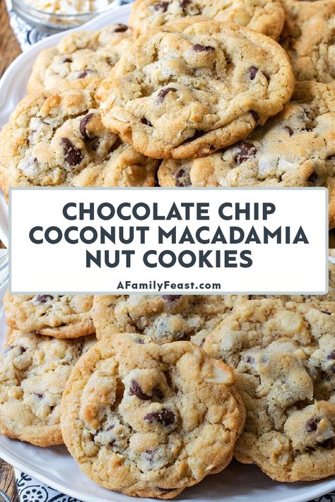 Coconut Macadamia Nut Cookies, Macadamia Nut Recipes, White Chocolate Drizzle, Macadamia Cookies, Macadamia Nut Cookies, Nut Cookies, Blueberry Cookies, Sally's Baking, Cookie Cake Recipe