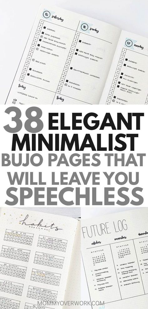 Want a MINIMALIST BULLET JOURNAL layout for inspiration? If your goal is to do more with less, then check out these stunning ideas. You’ll find all kinds of collection pages include key, index, budget & finances, workout, monthly cover, habit tracker, yearly calendar, future log, daily log, weekly spreads, books to read, and more to setup your minimalist bujo. Simple header and banner ideas, monochromatic highlighting and other tips #bulletjournal #bujo #bujoing #bujoinspire #bujojunkies#FreeFonts #FontLove #Typography #DesignInspiration  #CreativeFonts  #FreeDesignResources #FontAddict #FontFrenzy Future Log Bullet Journal Layout Ideas, Bullet Journal Goals Page Layout, Bullet Journal Weekly Spread Minimalist, Simple Bullet Journal Layout, Bullet Journal Year Cover, Yearly Bullet Journal Spreads, Bujo Simple, Future Log Bullet Journal, Simple Header