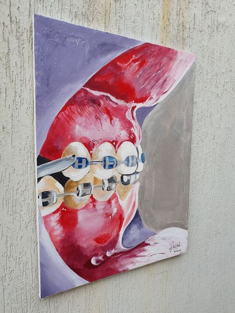 Dentist Painting, Dental Painting, Medical Collage, Dentistry Art, Dental Wall Art, Tooth Art, Dentist Art, Teeth Art, Dental Art