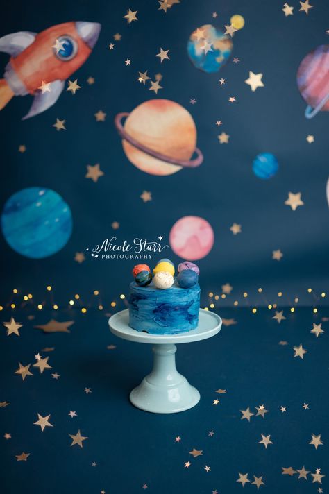 Outer Space Cake Smash, Space Themed Cake Smash, Outer Space Smash Cake, Space Themed Smash Cake, Space Theme Photoshoot, First Trip Around The Sun Cake Smash, Space Smash Cake, Space Cake Smash, Outer Space Cake