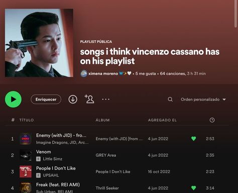 #spotify #vincenzo #vincenzo cassano #playlist Chiseled Jawline, Vincenzo Cassano, Korean Tv Shows, Study Apps, Korean Drama Funny, Drama Ideas, Song Recommendations, Kdrama Funny, Music Recommendations