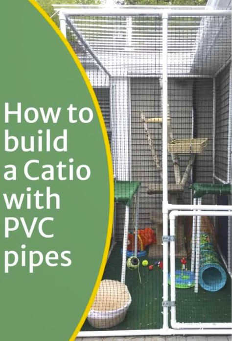 How to Build a Catio with PVC Pipes - Payhip Pvc Catio, Outside Cat Enclosure, Catio Plans, Diy Cat Enclosure, Cat Playground Outdoor, Outdoor Enclosure, Cat Patio, Outdoor Cat Enclosure, Diy Dresser Makeover