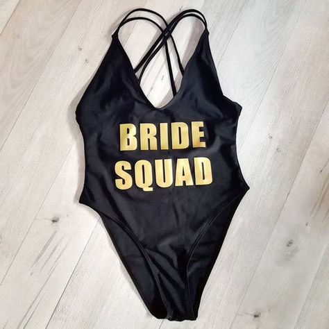 Bachelorette Bathing Suit. Bride Squad Swimsuit. Squad Swim