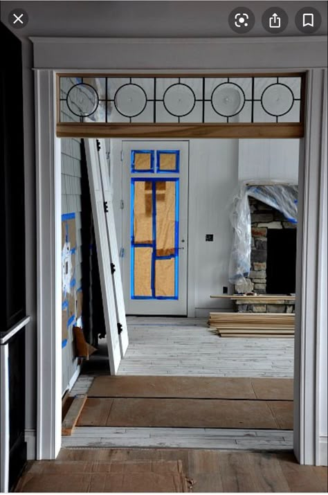 Stained Glass Office Doors, Indoor Transom Window, Lead Glass Windows Ideas, Stained Glass Window Above Door, Stained Glass Above Door, Transome Window Ideas, Transom Window Ideas, Interior Transom Windows, Interior Transom