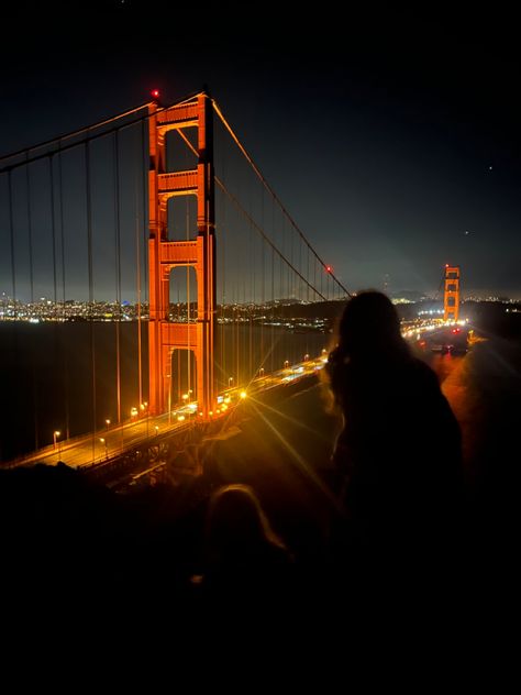 Sf Night Aesthetic, San Francisco At Night, The Golden Gate Bridge, Night Vibes, San Fran, Ideas For Instagram Photos, Dream Lifestyle, Night Aesthetic, City Aesthetic